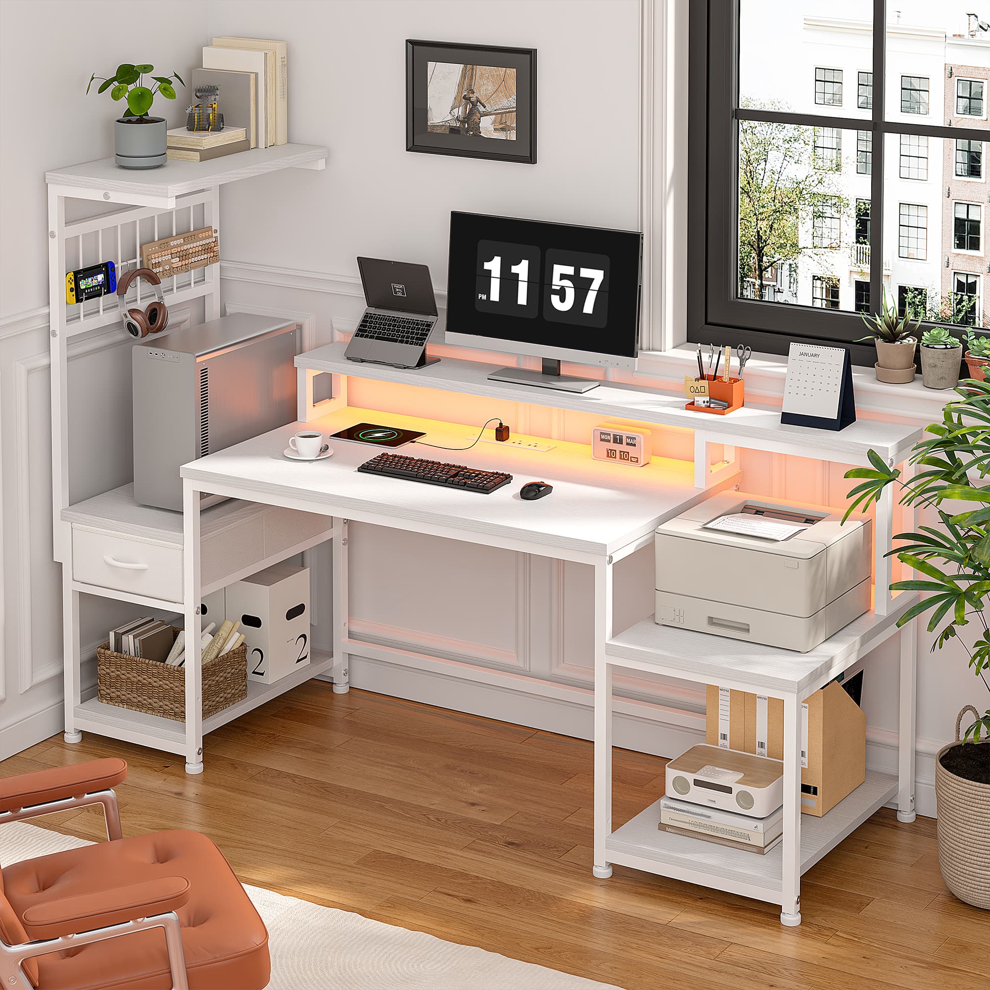 Office Furniture Plan - EnHomee Escritorio para computadora LED de