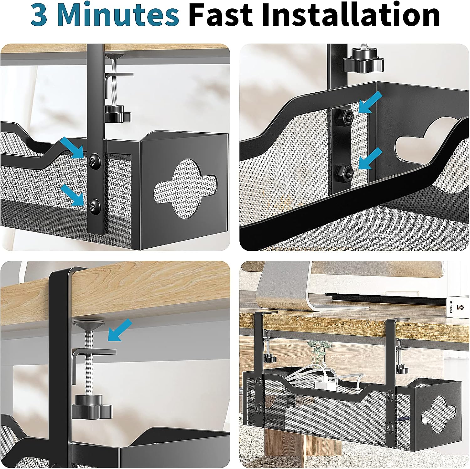Bandeja organizadora de cables - Cable Tray Under Desk reseña y precio