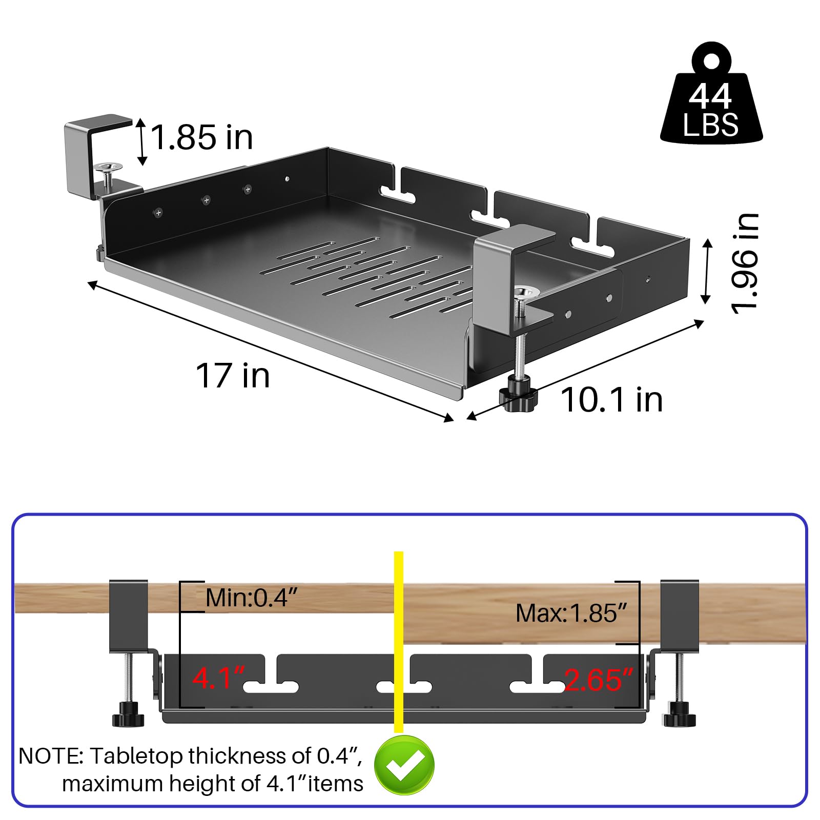 Soporte para Laptop Debajo del - Cable Tray Under Desk reseña y precio